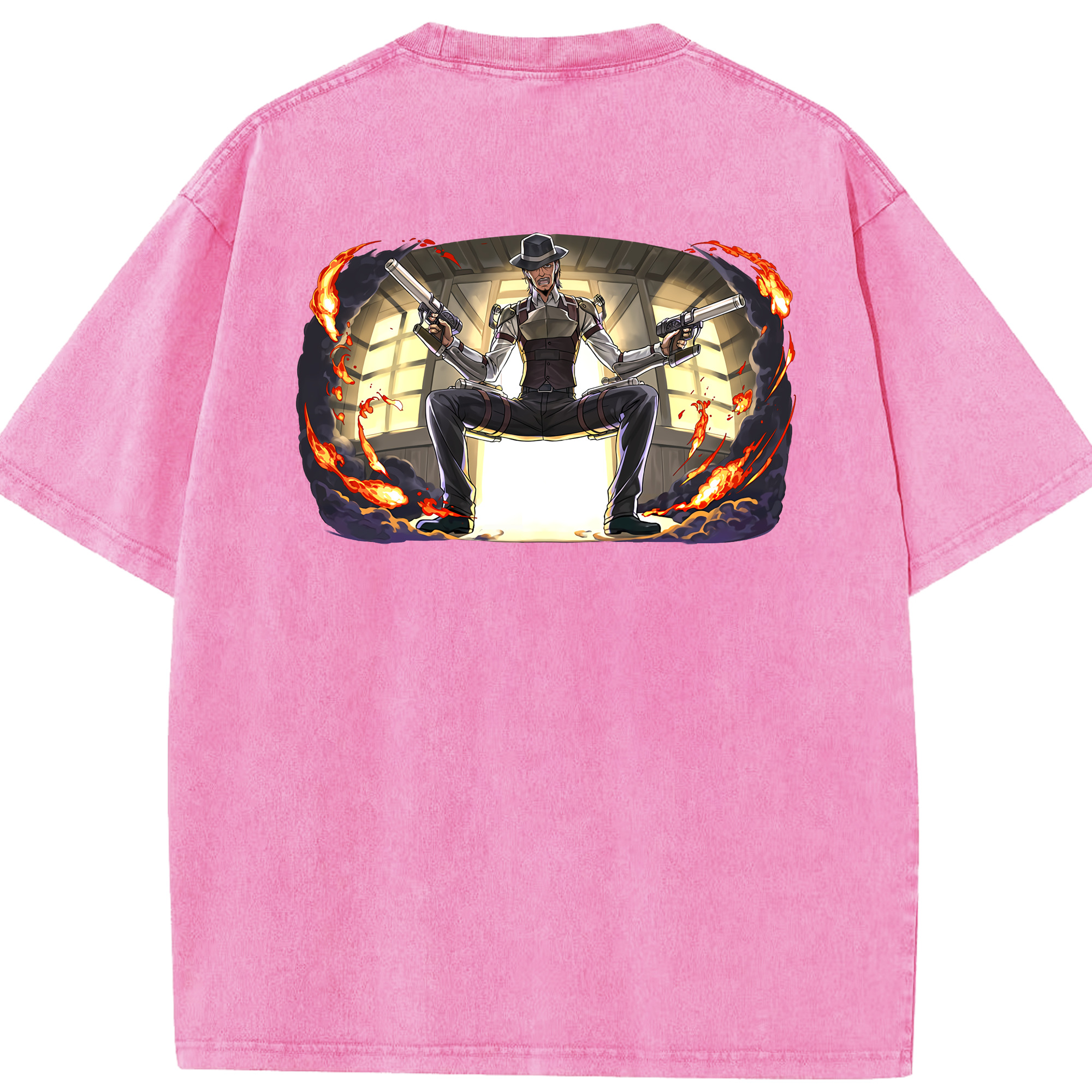 （画像用） 進撃の巨人 ケニー·アッカーマン Attack on Titan Kenny Ackerman 綿100% ヴィンテージ風 半袖Tシャツ（背面プリント）